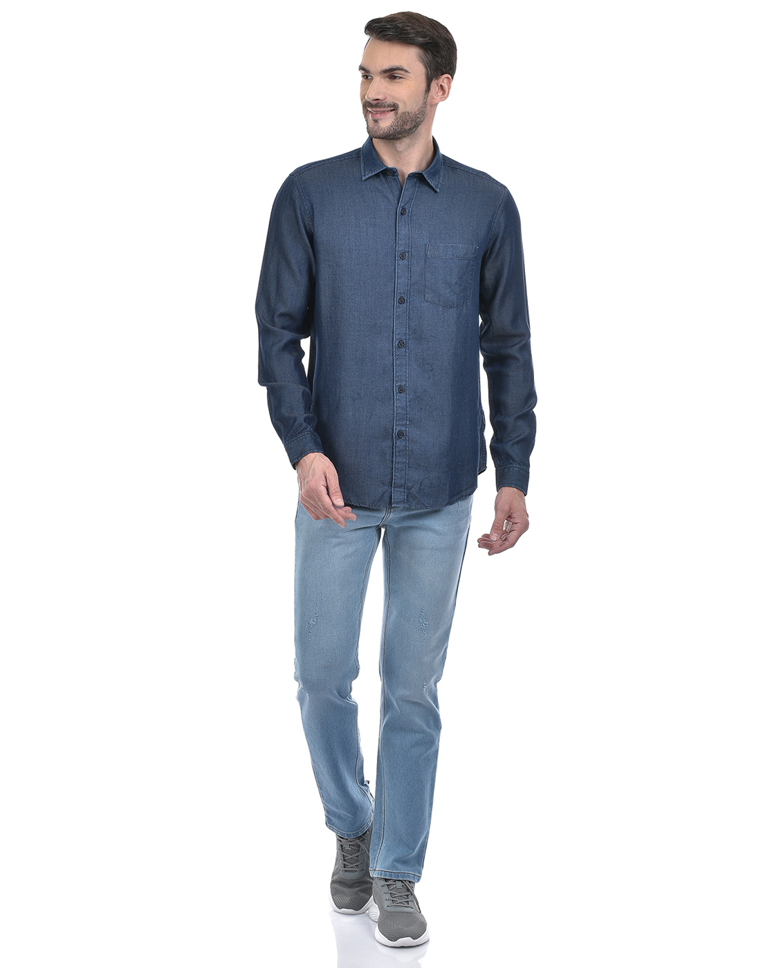 Numero Uno Men Solid Blue Shirt